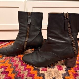 Chloe Black Leather Ankle Booties
